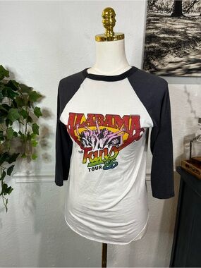 Alabama 1986 Tour Raglan Long Sleeve Tee - White/Black Vintage fans tour